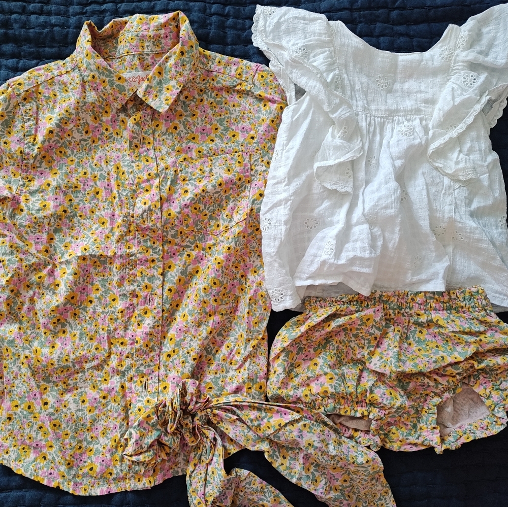 Sibling matching set 5t boys button up and girls 12mo set